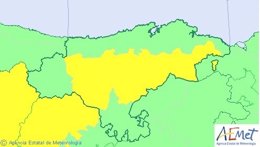 Mapa de avisos en Cantabria para este jueves