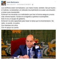 Una diputada de Podemos compara a Echávarri con un maltratador por su actitud con sus socios de Gobierno