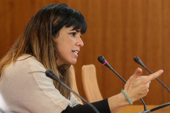 La coordinadora general de Podemos,Teresa Rodríguez, en rueda de prensa