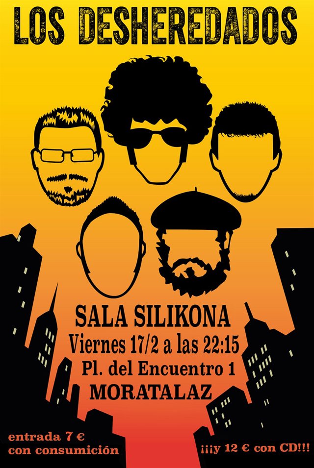 Cartel Concierto Los Desheredados - Sala Silikona