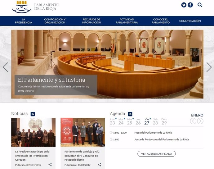 Página web del Parlamento de La Rioja