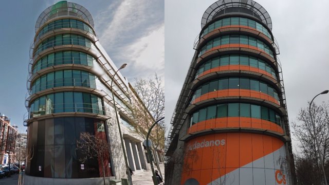 La sede de Ciudadanos en Madrid con foto de Albert Rivera y sin foto