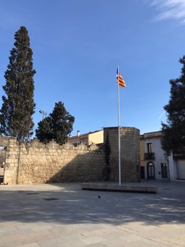 La 'estelada' en plaza Octavià de Sant Cugat del Vallès