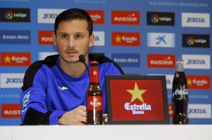 Pablo Piatti, jugador del RCD Espanyol en rueda de prensa