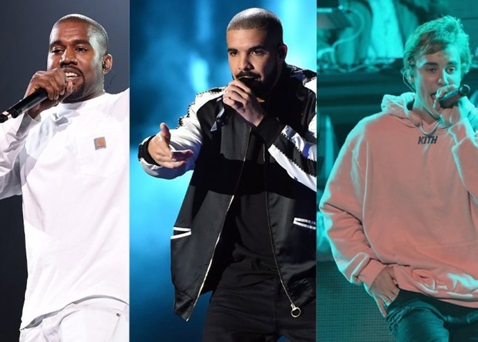 Kanye West. Drake y Justin Bieber/ Getty