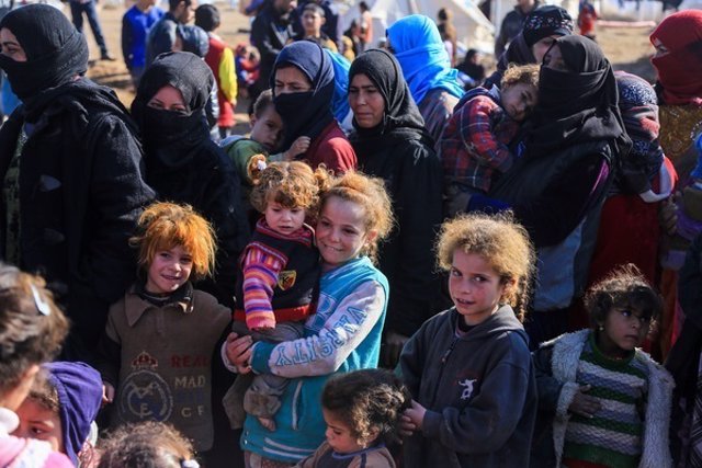 Mujeres y niños desplazados en Irak