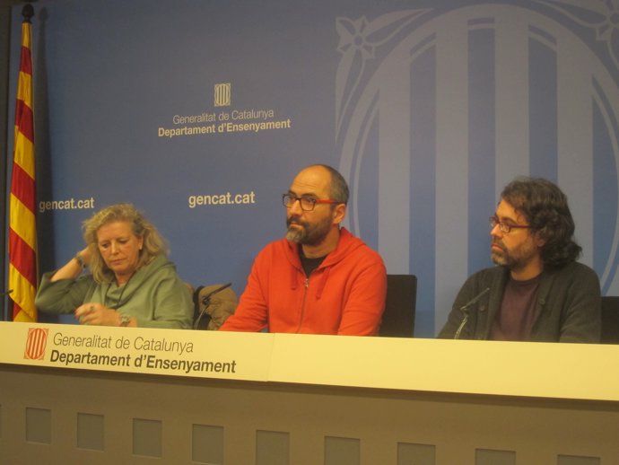 L.Martí (UGT), R.Font (Ustec·Stes) y M.Pulido (CC.OO.)