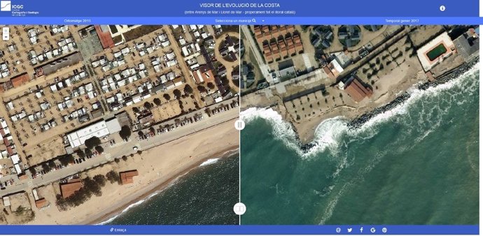 Un visor muestra los cambios en la costa catalana tras el temporal