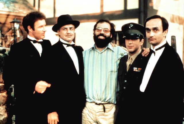 Marlon Brando, Francis Ford Coppola y Al Pacino en El Padrino