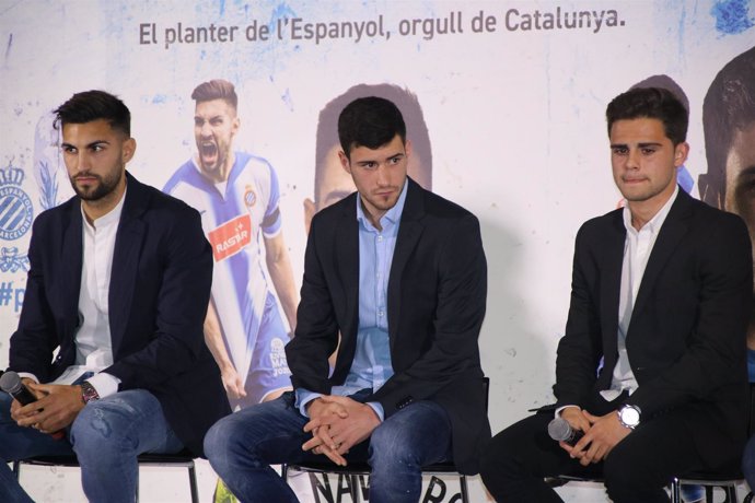  Óscar Melendo, Aarón Martín Y Marc Navarro Con El RCD Espanyol