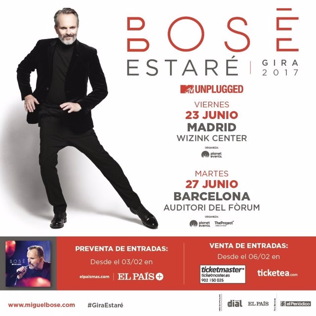 Miguel Bosé Actuará En Madrid Y Barcelona En Junio. Hoy Preventa Con El País, Lu