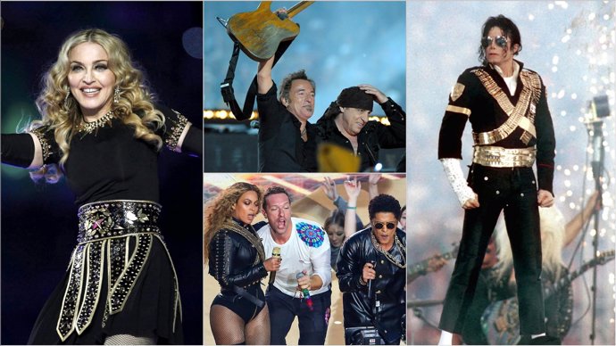 MADONNA, BRUCE SPRINGSTEEN, BEYONCE, COLDPLAY, BRUNO MARS Y MICHAEL JACKSON