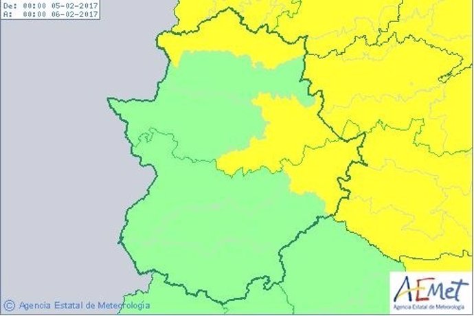 Avisos de Aemet en Extremadura para el domingo