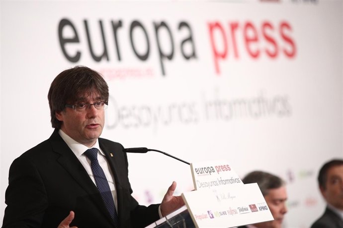 Carles Puigdemont, en el desdejuni informatiu d'Europa Press