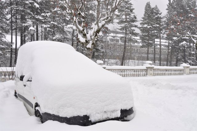 Nieve en Canfranc.