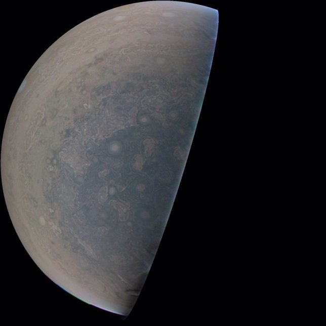 Imagen del polo sur de Júpiter