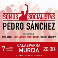 Pedro Sánchez visita este martes Calasparra para mantener un encuentro con militantes y simpatizantes