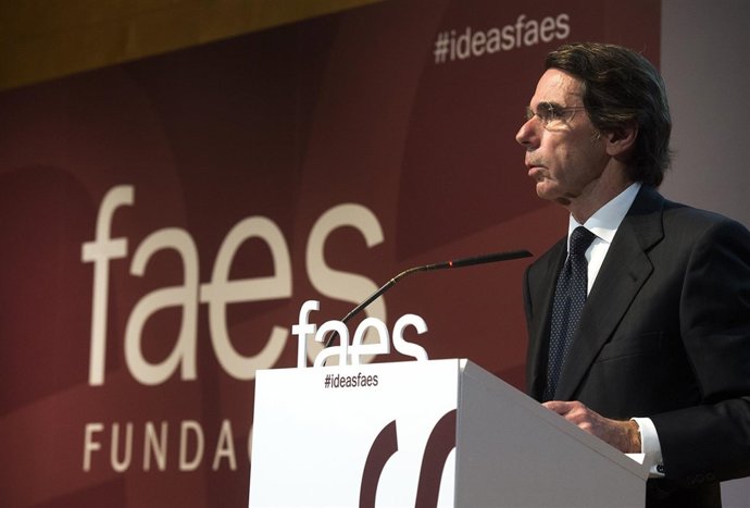 José María Aznar interviene en un acto de la Fundación FAES