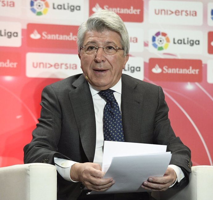 Enrique Cerezo, entrenador de l'Atlètic de Madrid en un acte de LaLiga 