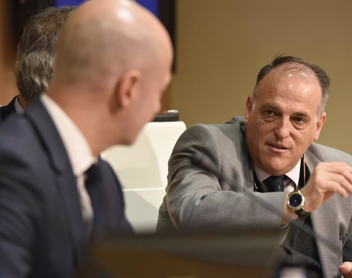 Javier Tebas, presidente de LaLiga, en un acto en la sede de LaLiga