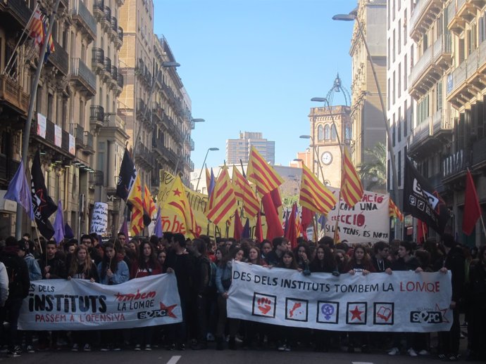 Manifestación de estudiantes de Secundaria en Barcelona contra la Lomce