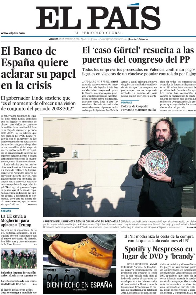 Portada de El País