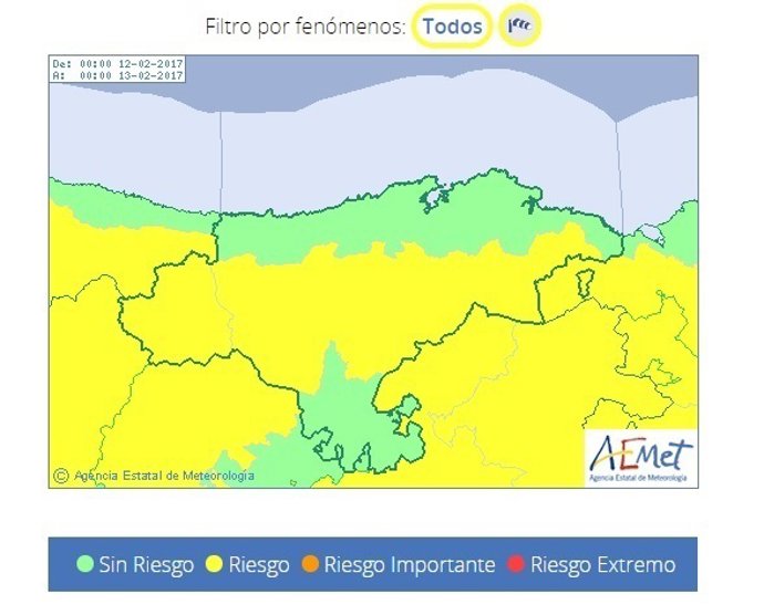 Cantabria, en riesgo por viento
