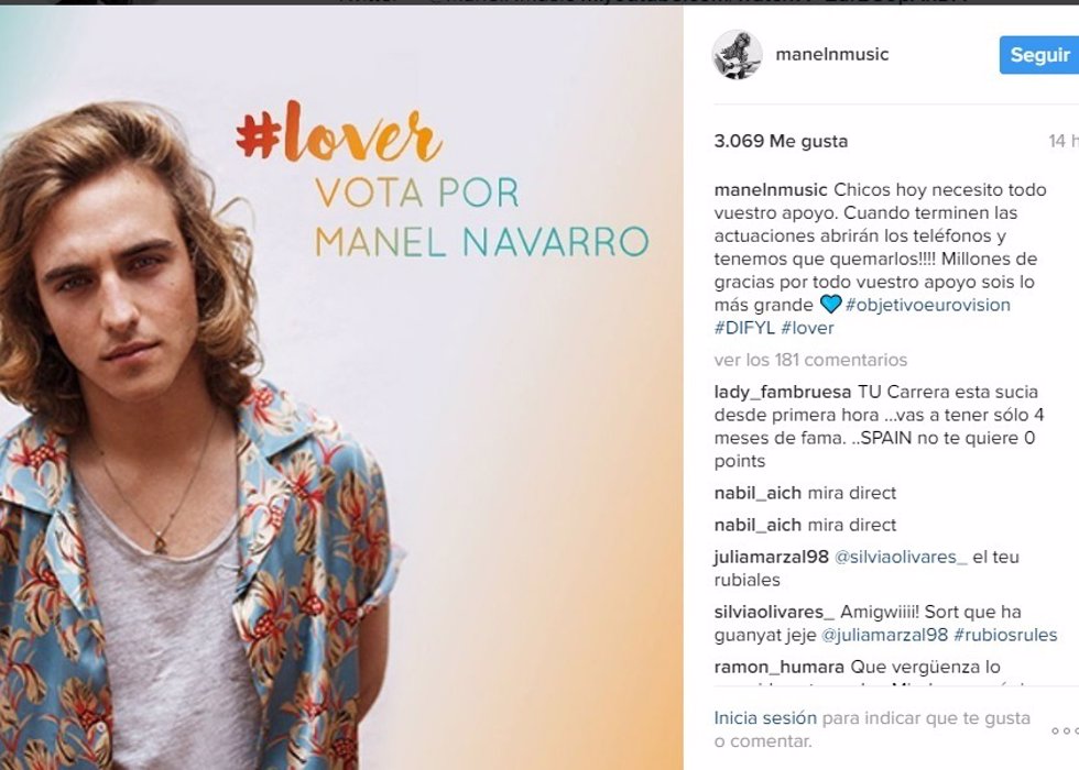 Manel Navarro, nuevo representante de Eurovisión./ Instagram