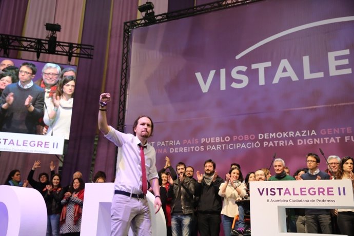 Pablo Iglesias, tras ser reelegido secretario General de Podemos