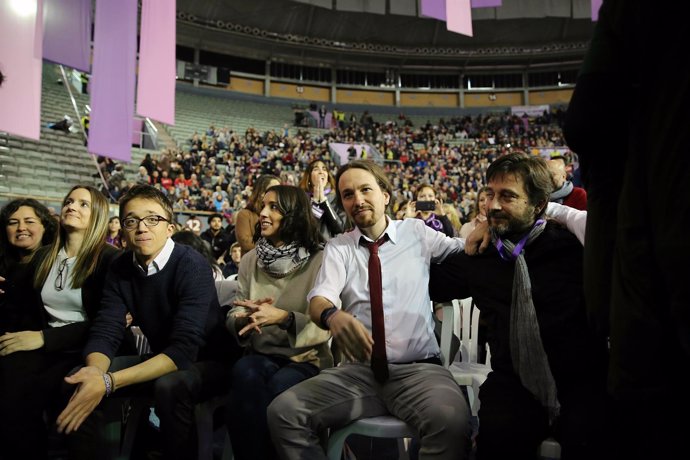 Errejón, Iglesias y Mayoral durante en Congreso de Podemos, Vistalegre