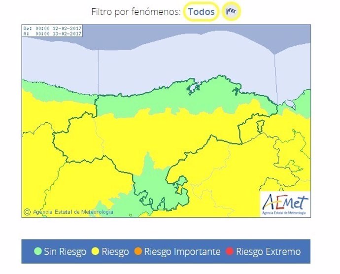 Cantabria, en riesgo por viento