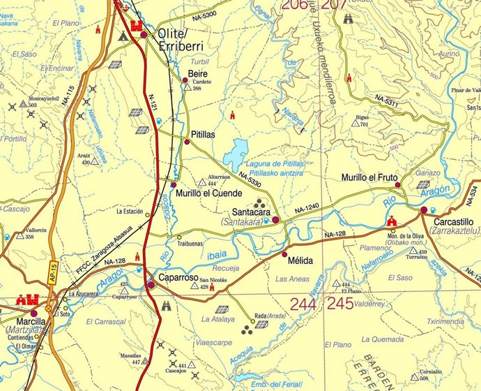 Detalle de la Merindad de Olite en el mapa a escala 1:200.000.