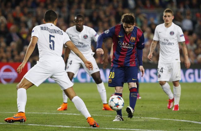 Barcelona PSG Paris Saint-Germain Leo Messi Marquinhos Matuidi Marco Verratti