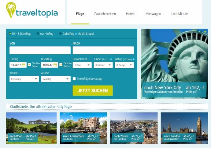 Web de Traveltopia
