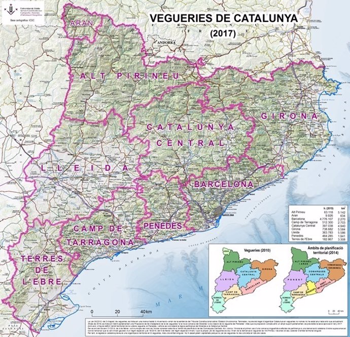 Mapa de veguerías de Catalunya 2017 de la UdL 