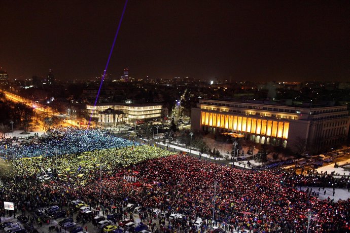 Manifestación de la oposición en Rumanía