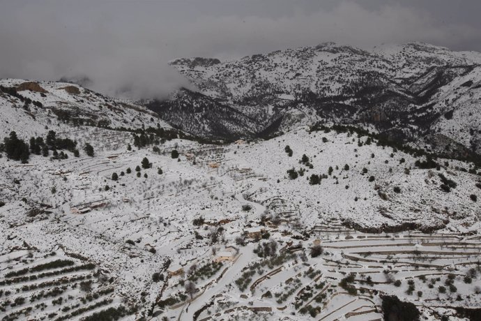 Nieve en la provincia de Alicante durante el temporal