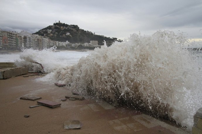 Temporal, onades, fred, pluja, mar