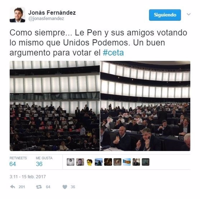 Tuit de Jonás Fernández.