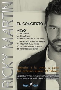 Ricky Martin actuará el 16 de mayo en el Palau Sant Jordi de Barcelona
