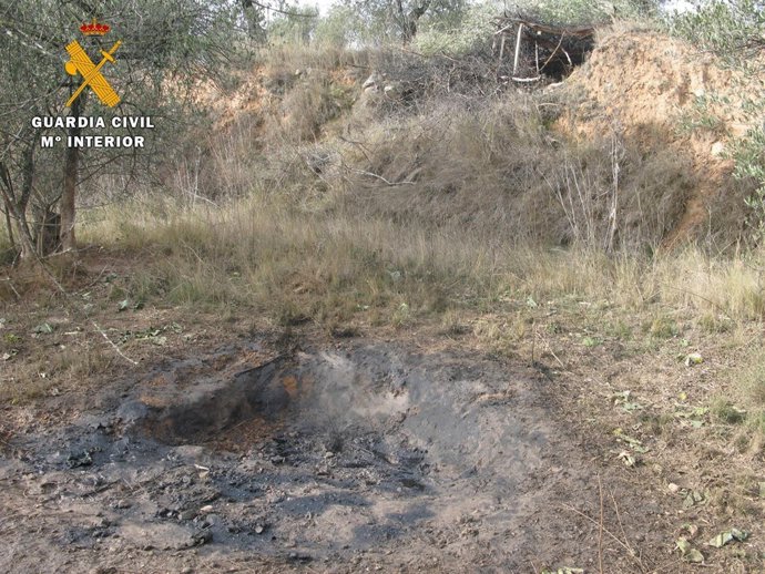 Cebadero y punto de tiro preparado por el furtivo