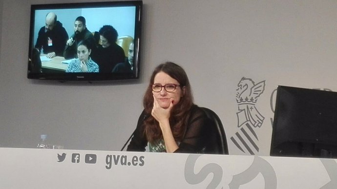 Mónica Oltra en rueda de prensa en imagen de archivo