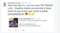 La Fundación Franco replica a Gómez-Reino y su "No pasarán": "Si hay que volver a pasar ¡Pasaremos!"