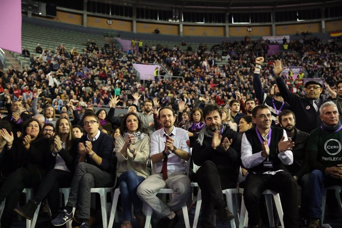Iñigo Errejón, Irene Montero, Pablo Iglesias, Mayoral y Monedero en Vistalegre