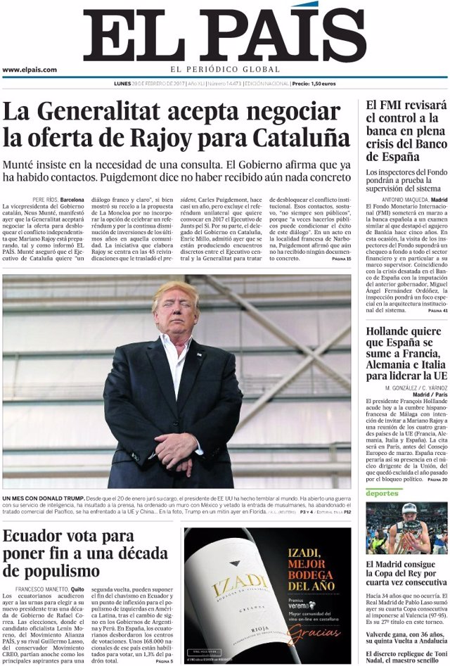 Portada de El País