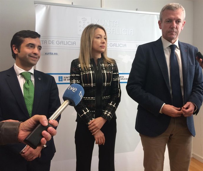 El vicepresidente de la Xunta, Alfonso Rueda, en declaraciones a los medios