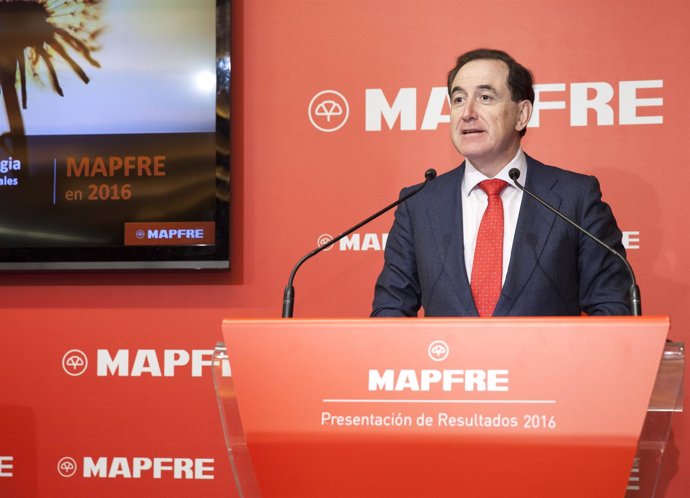 El presidente de Mapfre, Antonio Huertas, en la presentación de resultados