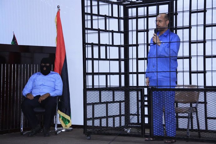 Saif al Islam Gaddafi, hijo del líder Muamar Gafafi, durante una vista judicial.