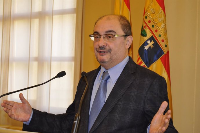El presidente de Aragón, Javier Lambán, hoy en el edificio Pignatelli