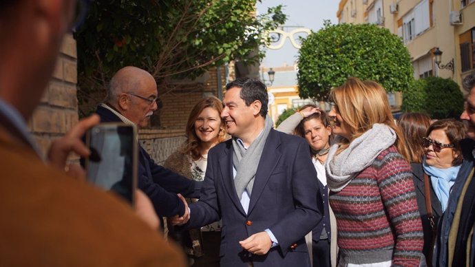 Juanma Moreno, hoy en Castilleja de la Cuesta